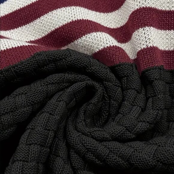 Men Hooded American Stars Stripes Knit Sweater With Long Sleeve And Draw - Large - Picture 6 of 9